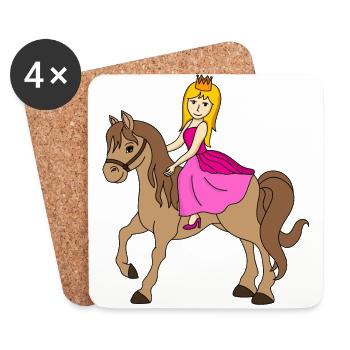 Pferd Prinzessin Märchen Krone - Untersetzer (4er-Set) - Weiß - Vorne