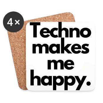 Techno me rend heureux - Dessous de verre (lot de 4) - blanc - Devant