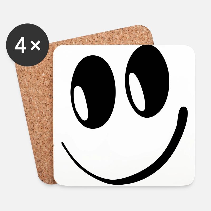 Smile Lachen Lustig Happy Glücklich 1c - Untersetzer (4er-Set) - Weiß