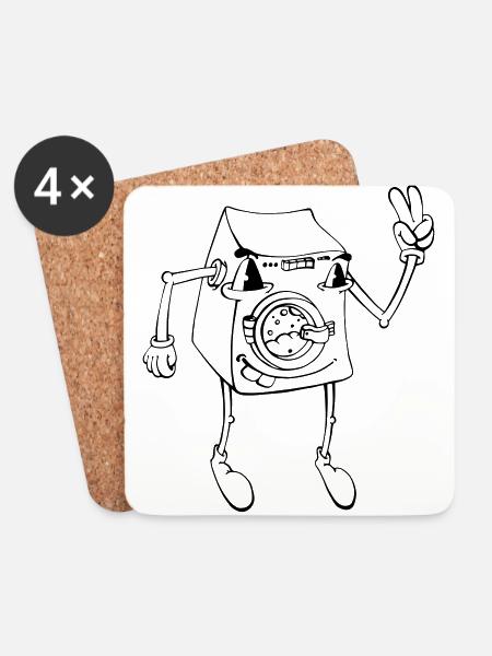 Washing machine - Coasters (set of 4) - white