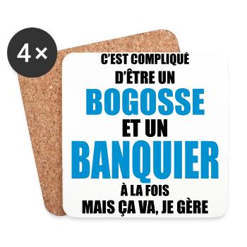 c'est compliqué d'être un bogosse et un banquier - Dessous de verre (lot de 4) - blanc - Devant