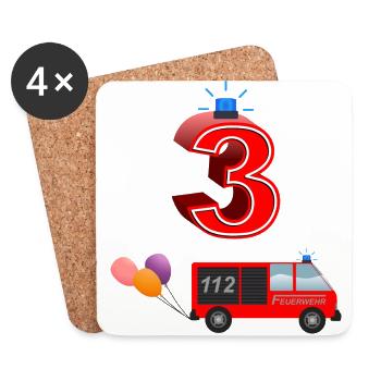 3ème anniversaire - Dessous de verre (lot de 4) - blanc - Devant