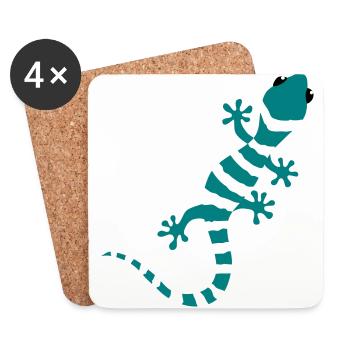 Gecko Salamander Eidechse Reptil Klettern Geschenk - Untersetzer (4er-Set) - Weiß - Vorne