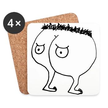 Ass face ass face funny character - Coasters (set of 4) - white - Front