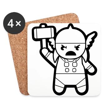 THOR WITH HAMMER figurine de super-héros - Dessous de verre (lot de 4) - blanc - Devant
