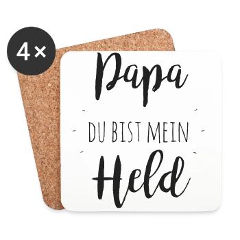 Papa du bist mein Held - Untersetzer (4er-Set) - Weiß - Vorne