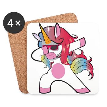 Dabbing Unicorn T-Shirt Unicorn Dab Gift - Coasters (set of 4) - white - Front