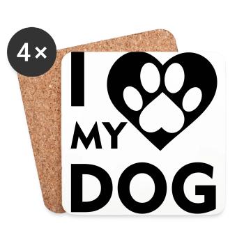I Love my dog - Untersetzer (4er-Set) - Weiß - Vorne