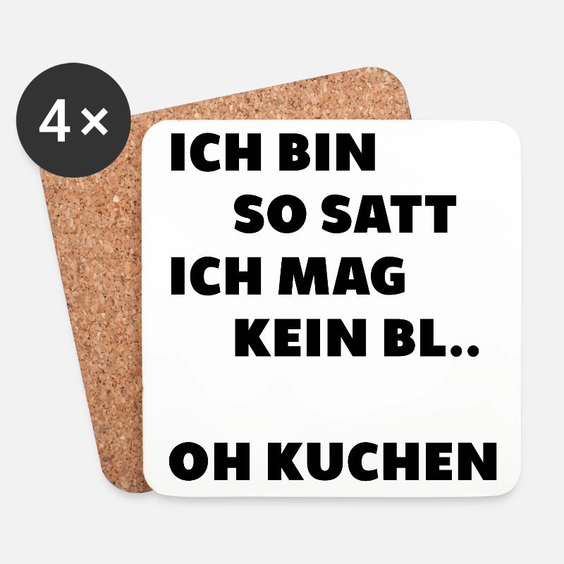 So satt kein blatt oh kuchen essen dick vielfrass - Untersetzer (4er-Set) - Weiß