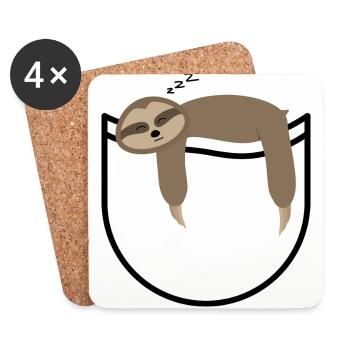 Paresseux de poche - Dessous de verre (lot de 4) - blanc - Devant