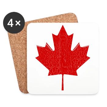 Logo vintage de feuille d'érable du Canada moderne - Dessous de verre (lot de 4) - blanc - Devant