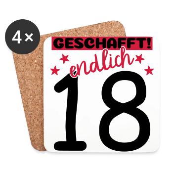 endlich 18 geschafft! - Untersetzer (4er-Set) - Weiß - Vorne