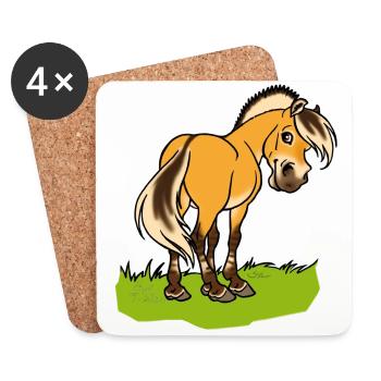 Cheval fjord souriant - Dessous de verre (lot de 4) - blanc - Devant