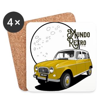 Retro Welt - Untersetzer (4er-Set) - Weiß - Vorne
