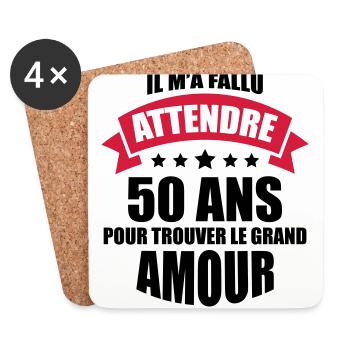 il m'a fallu attendre 50 ans pour le grand amour - Dessous de verre (lot de 4) - blanc - Devant