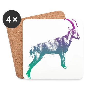 Steinbock Huftier Sternzeichen Steinbock Gams Horn - Untersetzer (4er-Set) - Weiß - Vorne