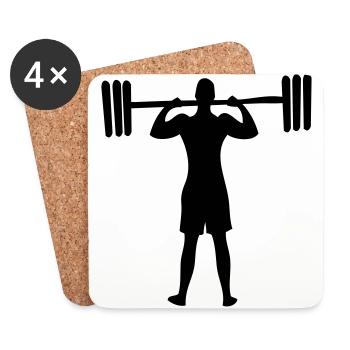 weighting lifting sports man - Coasters (set of 4) - white - Front