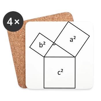 Satz des Pythagoras - Untersetzer (4er-Set) - Weiß - Vorne