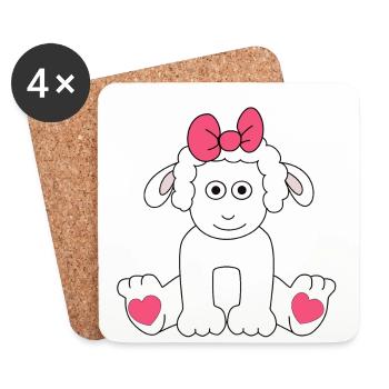 Schaf Zeichnung Herzen Ostern Kinder Baby Lamm - Untersetzer (4er-Set) - Weiß - Vorne