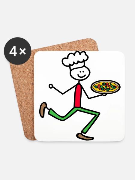 Pizzabäcker - Untersetzer (4er-Set) - Weiß