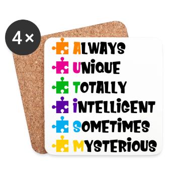Autism Awareness - Coasters (set of 4) - white - Front