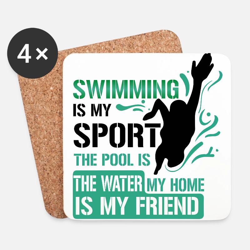 Swimming - Untersetzer (4er-Set) - Weiß