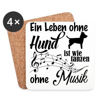 Ein Leben ohne Hund ist wie tanzen ohne Musik - Untersetzer (4er-Set) - Weiß - Vorne