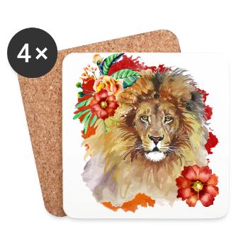 Aquarelle De Lion - Dessous de verre (lot de 4) - blanc - Devant