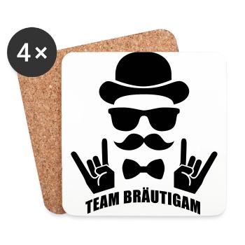 Team Bräutigam - JGA - Hipster - JGA Crew - Untersetzer (4er-Set) - Weiß - Vorne