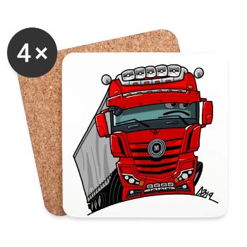 0807 M LKW rot Anhänger - Untersetzer (4er-Set) - Weiß - Vorne