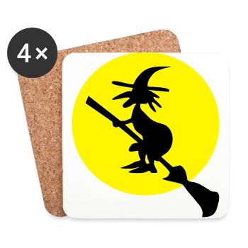 witch and full moon - Dessous de verre (lot de 4) - blanc - Devant