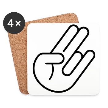 JDM Hand (Outline) - Untersetzer (4er-Set) - Weiß - Vorne