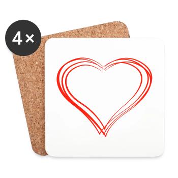 Big heart - Coasters (set of 4) - white - Front