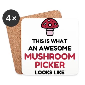 Mushroom / Champignon / Pilz / Picking - Coasters (set of 4) - white - Front
