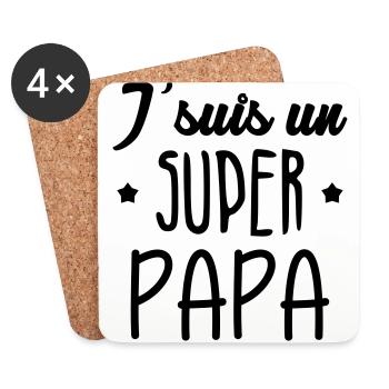 Papa Fête des Pères Naissance Bébé Anniversaire - Dessous de verre (lot de 4) - blanc - Devant