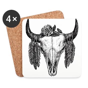 Skull Tattoo II - Dessous de verre (lot de 4) - blanc - Devant