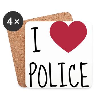 Police Officer Policeman Cop Policier Polizei - Coasters (set of 4) - white - Front