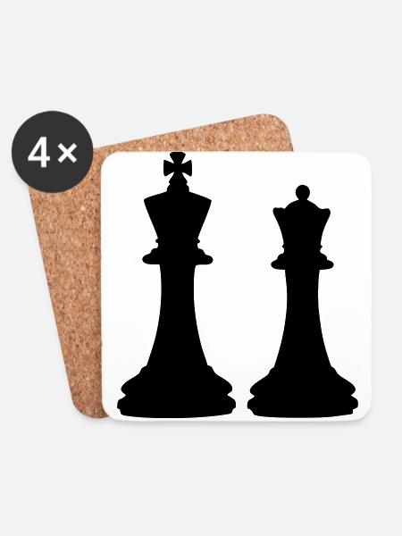 Schach König und Dame - Untersetzer (4er-Set) - Weiß