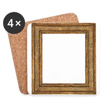 Cadre photo doré - Dessous de verre (lot de 4) - blanc - Devant