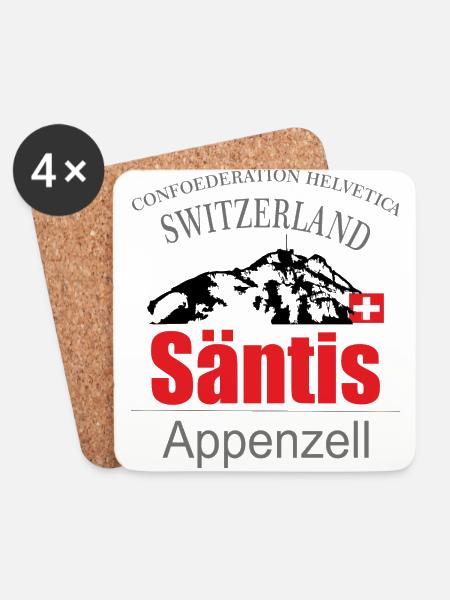 Säntis im Fürstenland - Schweizer T-Shirt - Untersetzer (4er-Set) - Weiß
