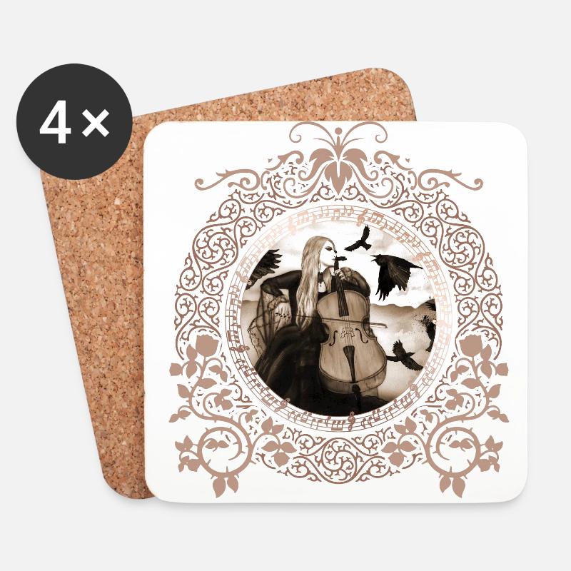 Gothic cellist - Coasters (set of 4) - white
