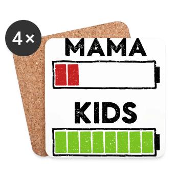 Mama und Kinder lustiges Motiv - Untersetzer (4er-Set) - Weiß - Vorne