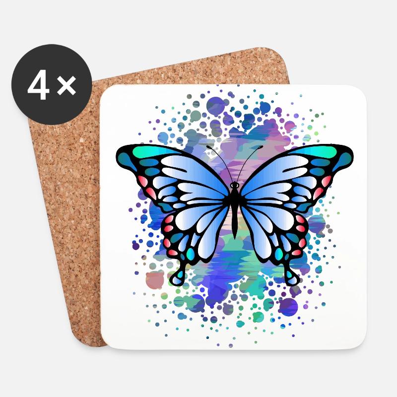 Schmetterling - Untersetzer (4er-Set) - Weiß