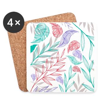 Modèle avec des plantes tropicales - Dessous de verre (lot de 4) - blanc - Devant