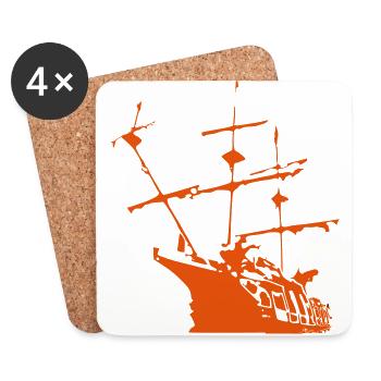 Schiff - Untersetzer (4er-Set) - Weiß - Vorne