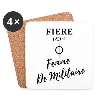 Fière d'être Femme De Militaire - Dessous de verre (lot de 4) - blanc - Devant