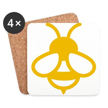 Abeille comique - Dessous de verre (lot de 4) - blanc - Devant