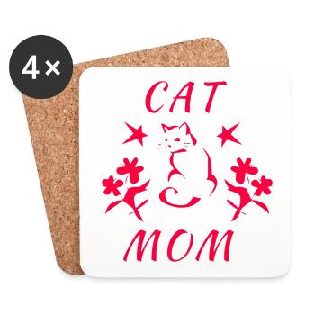 Cat Mom - Dessous de verre (lot de 4) - blanc - Devant