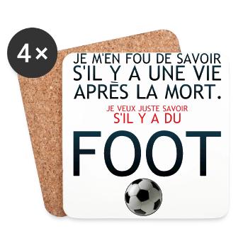 vie apres mort humour football savoir citation - Dessous de verre (lot de 4) - blanc - Devant