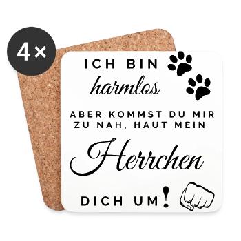 Mein Herrchen haut dich um - Untersetzer (4er-Set) - Weiß - Vorne